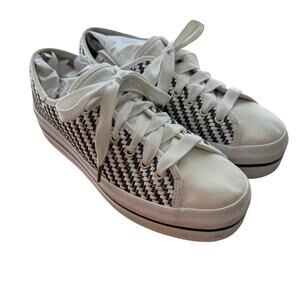 Keds x Kate Spade platform sneakers woven navy blue and white womens 7.5 comfort